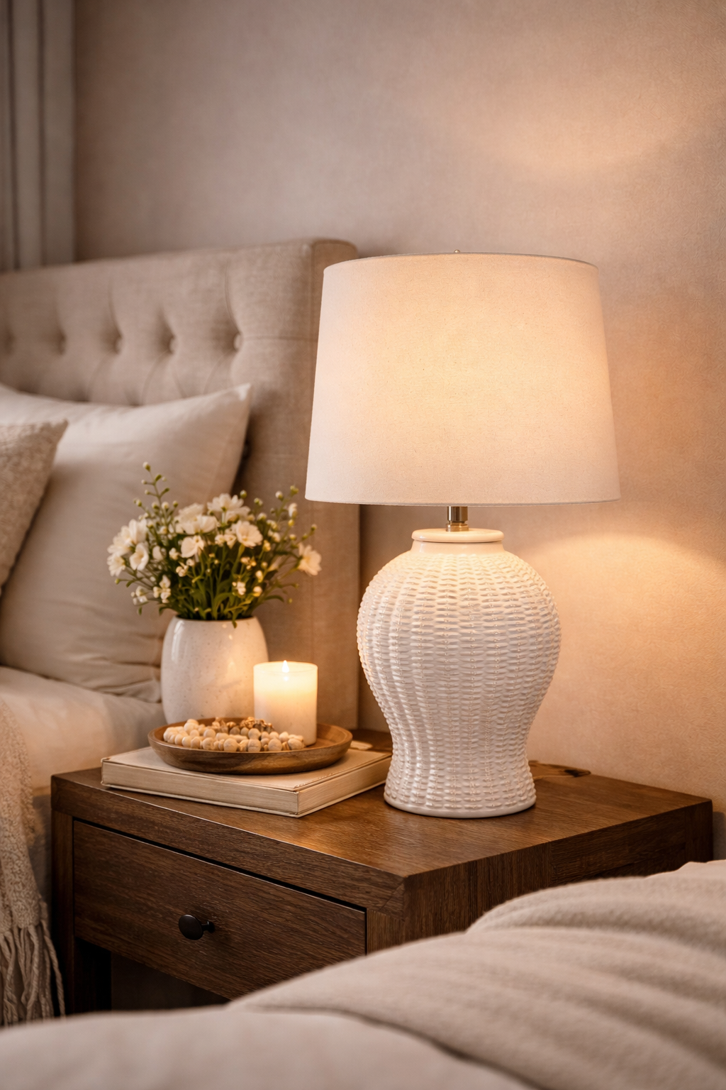 Coast Ceramic White Basketweave Lamp