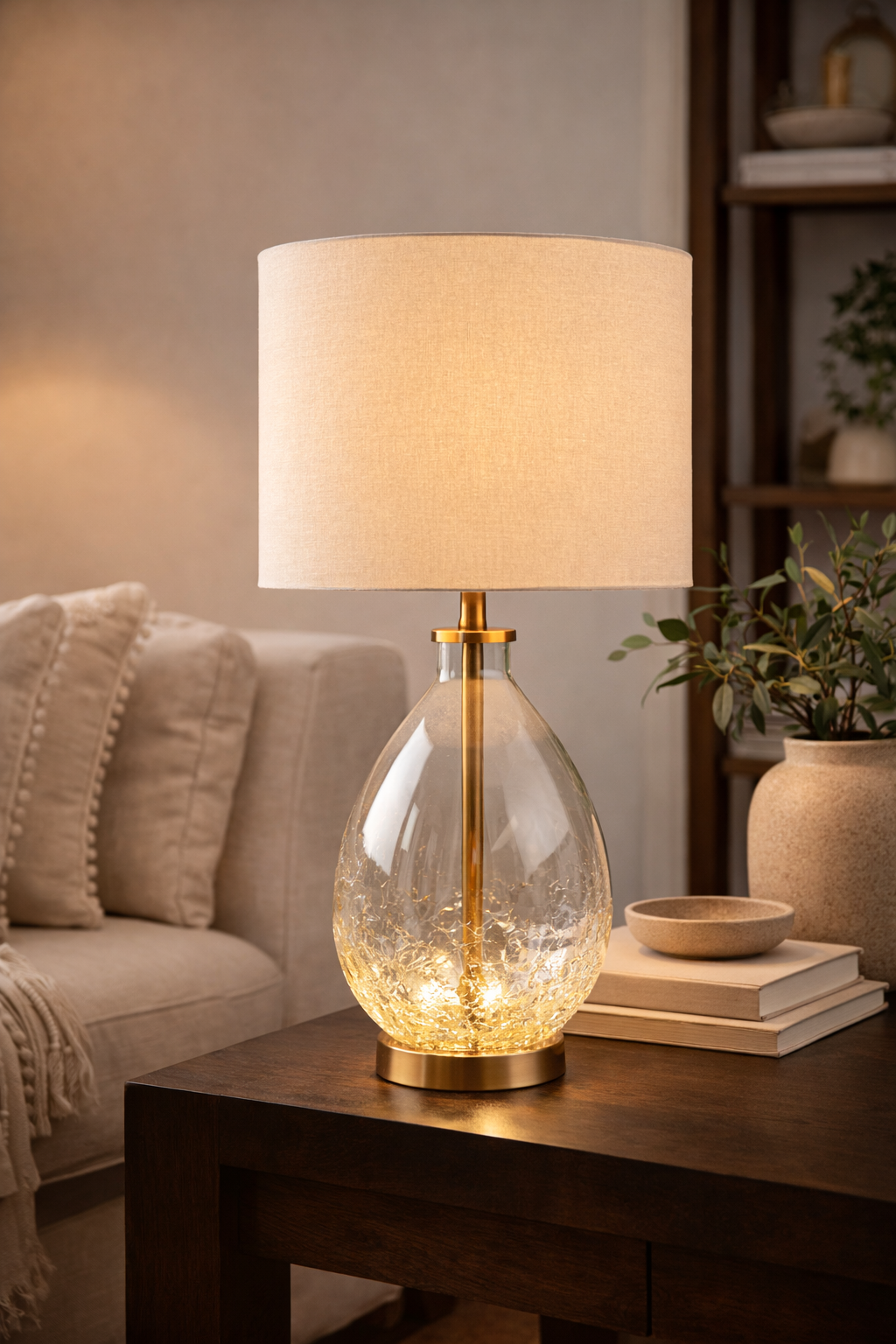 Sahara Glass Gold Crackle Lamp