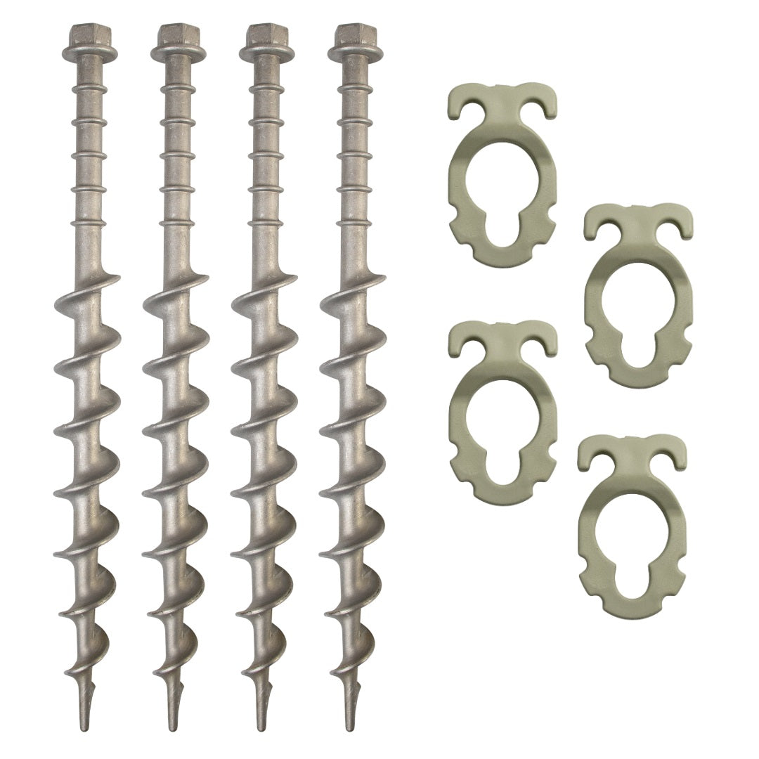 Supex 4pc Alloy Screw In Pegs with ABS Guyrope Holder Clip