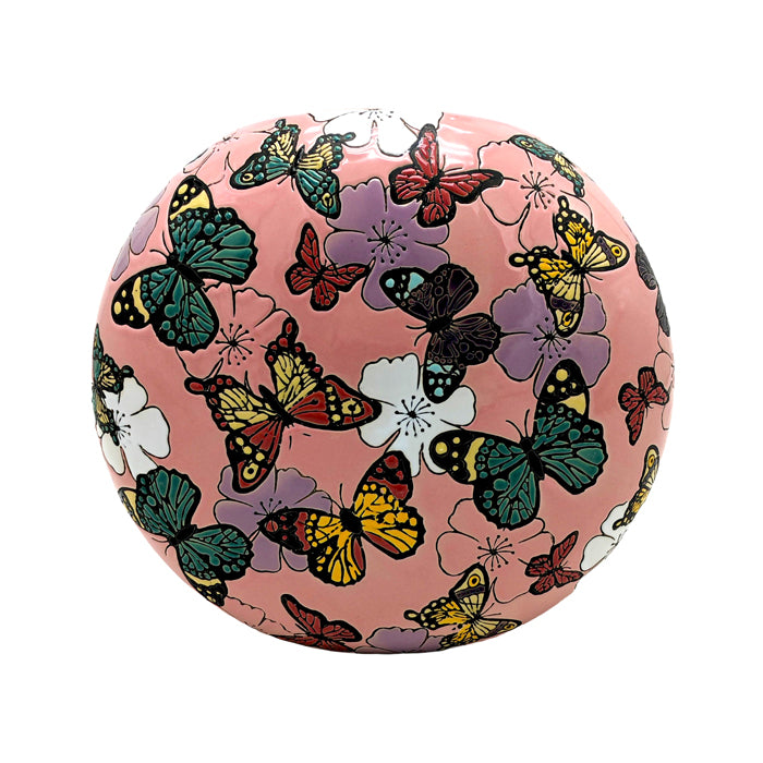 Sky Ceramic Pink Butterfly Round Vase – Large