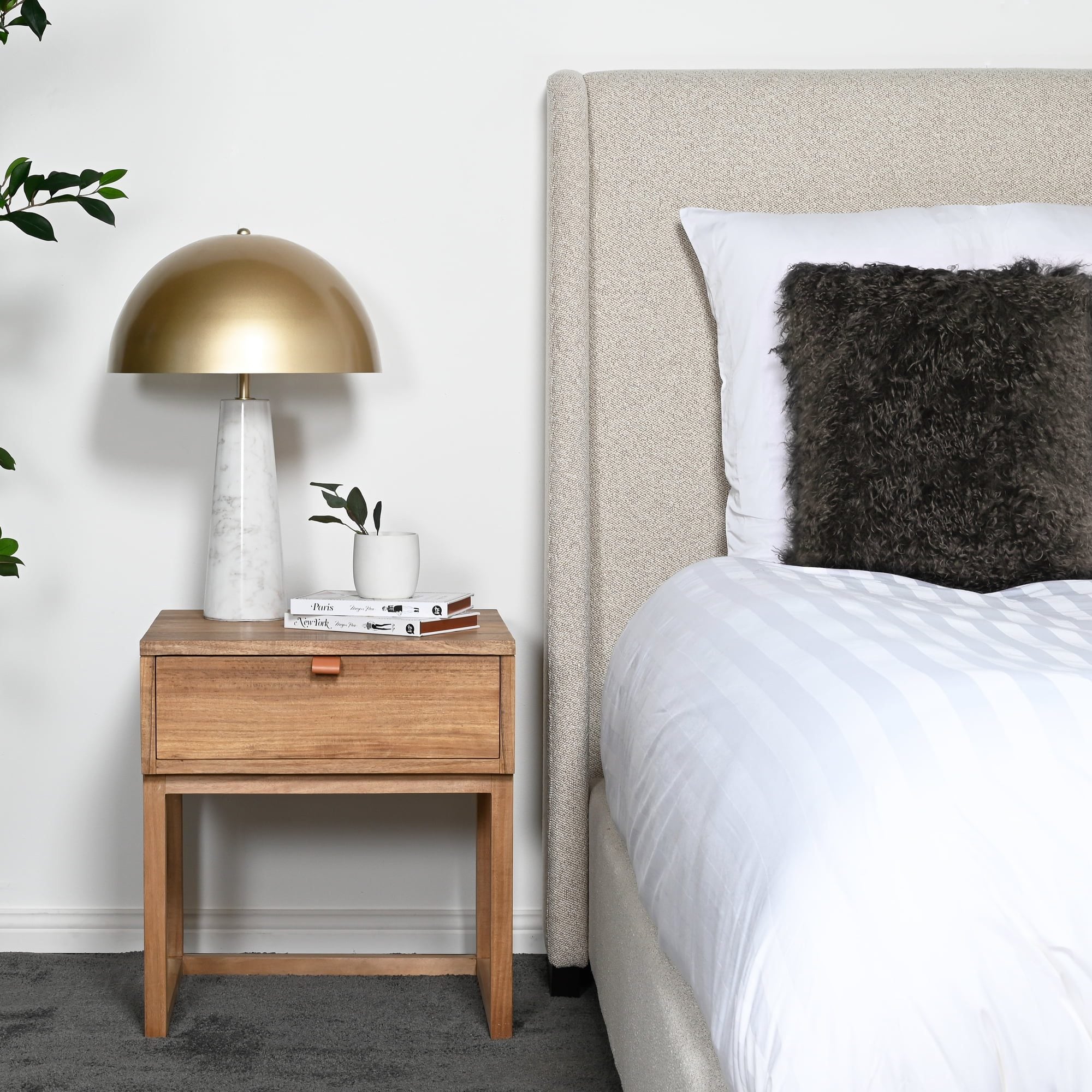 Tibetan Fur Charcoal Cushion - Square