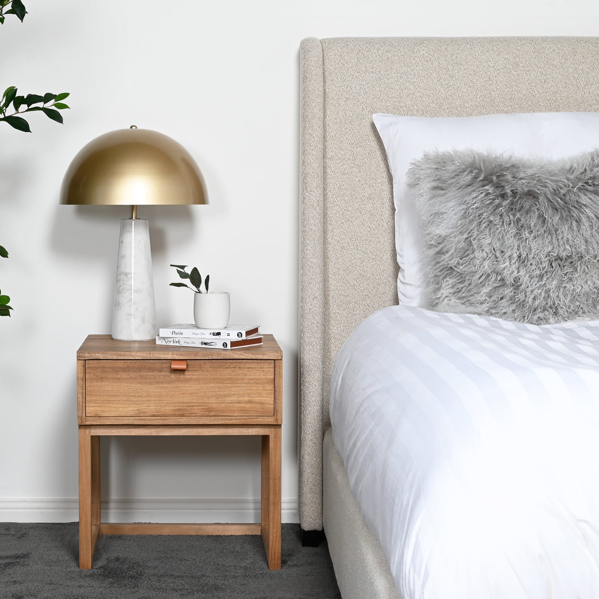 Tibetan Fur Cushion - Grey Snowflake - Rectangle