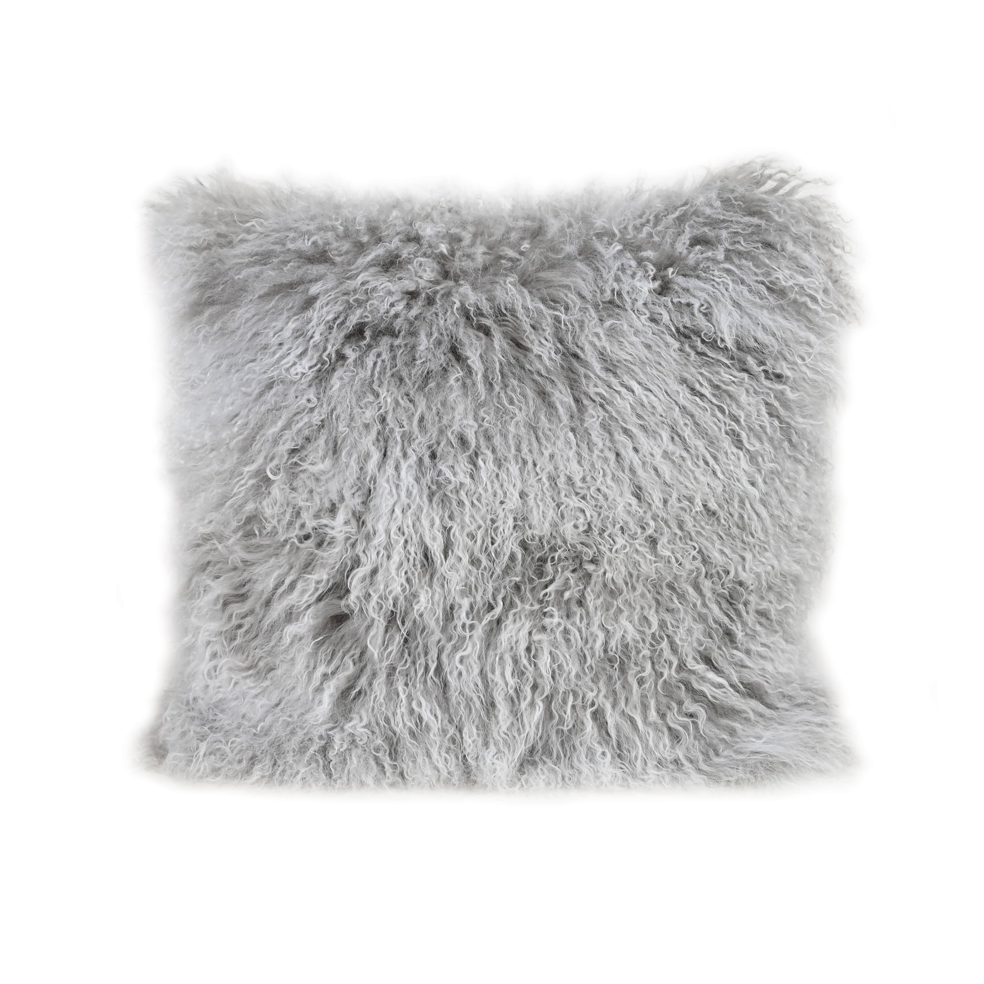 Tibetan Fur Cushion - Grey Snowflake - Square