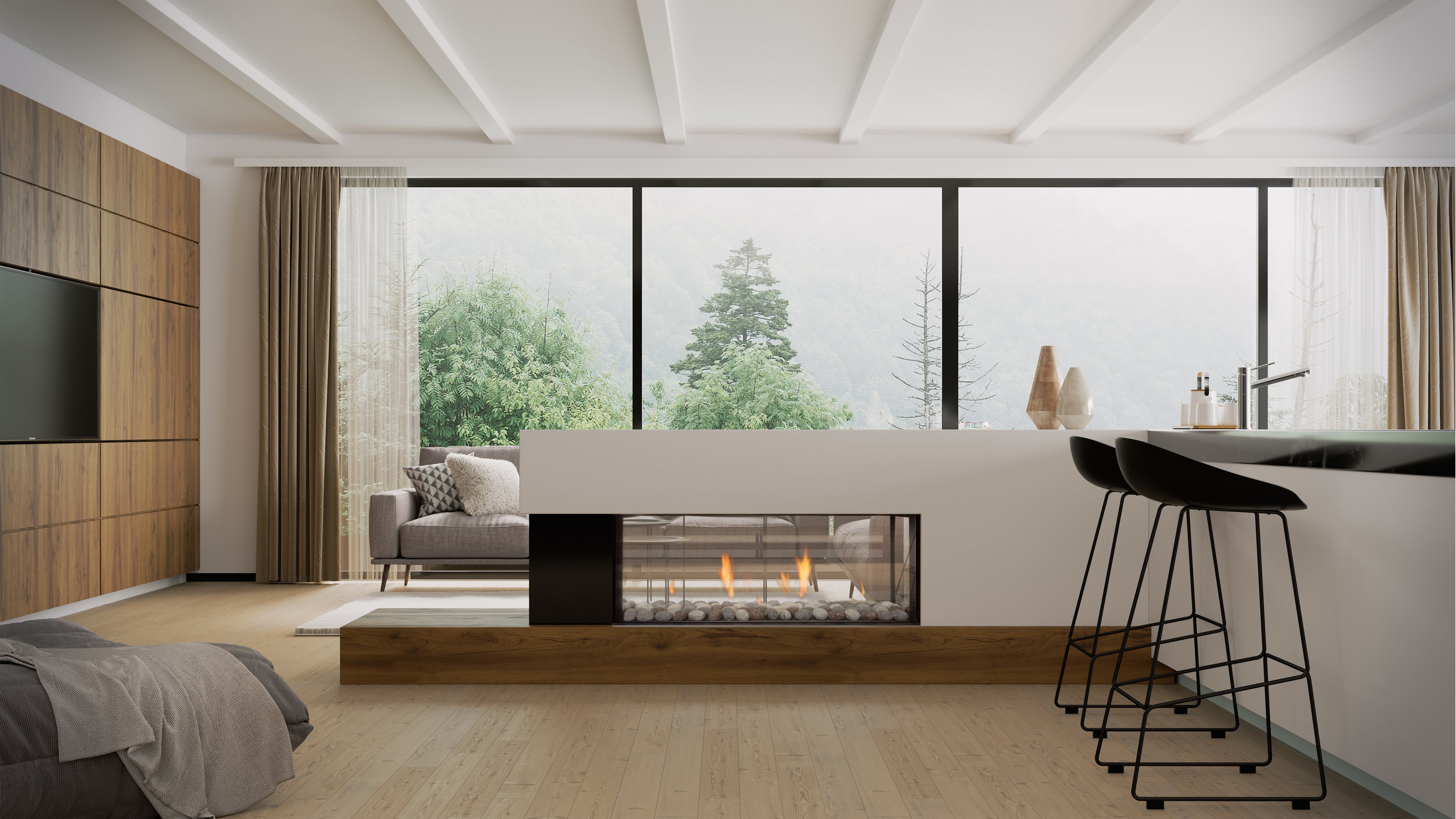 Escea DS Single Sided Range - Frameless Gas Insert Fireplace