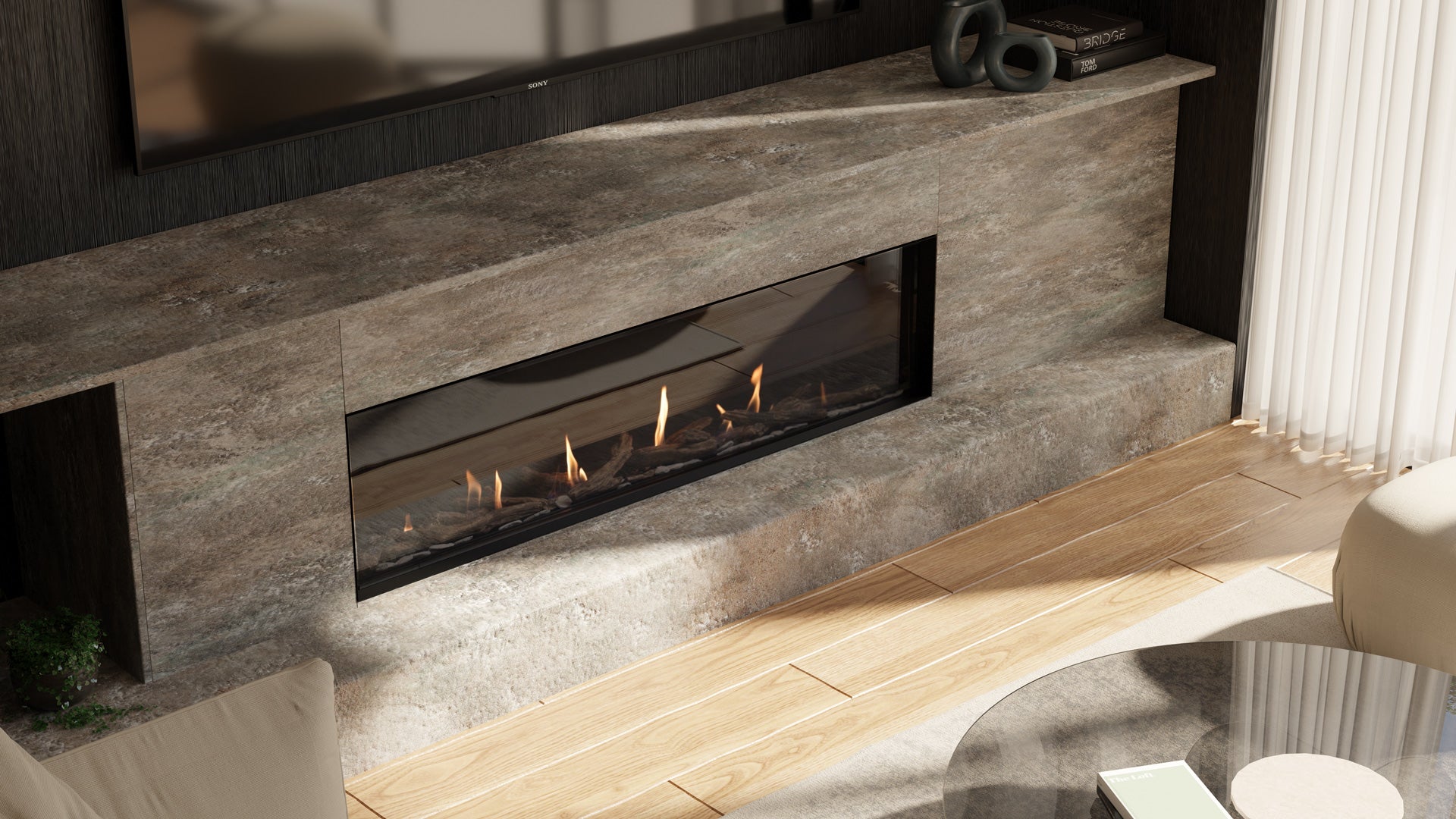 Escea DS Single Sided Range - Frameless Gas Insert Fireplace