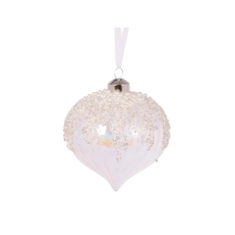 Clear Pearl Topped Onion Bauble