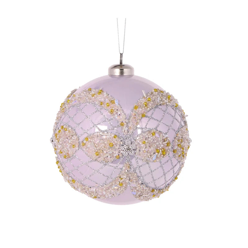 12cm Pearl Lilac Ornate Bauble