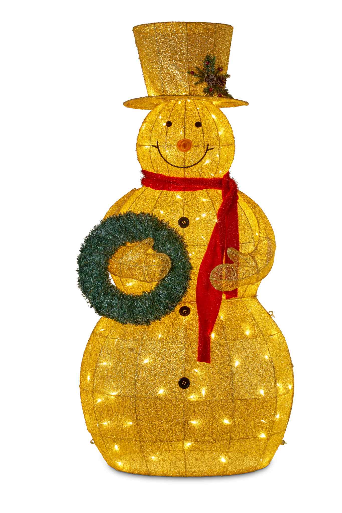 LED Gold Outdoor Snow Man With Lights