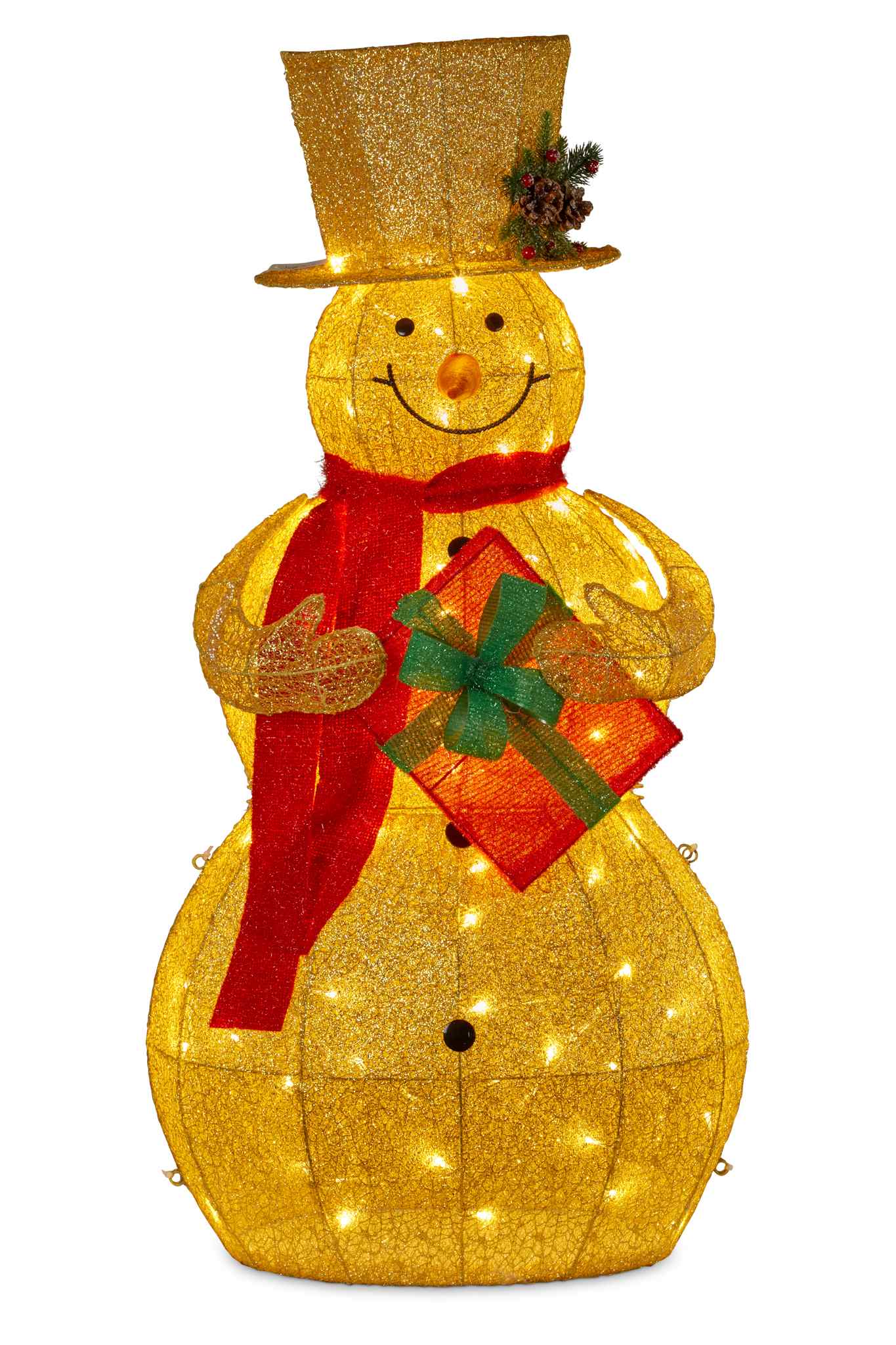 LED Gold Outdoor Snow Man With Lights