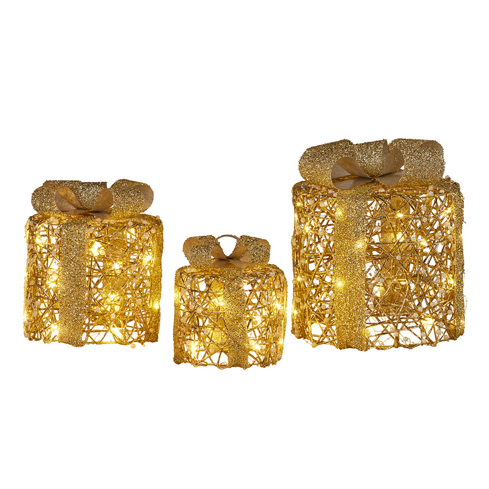 Swish 3 Golden Gift Boxes wLights