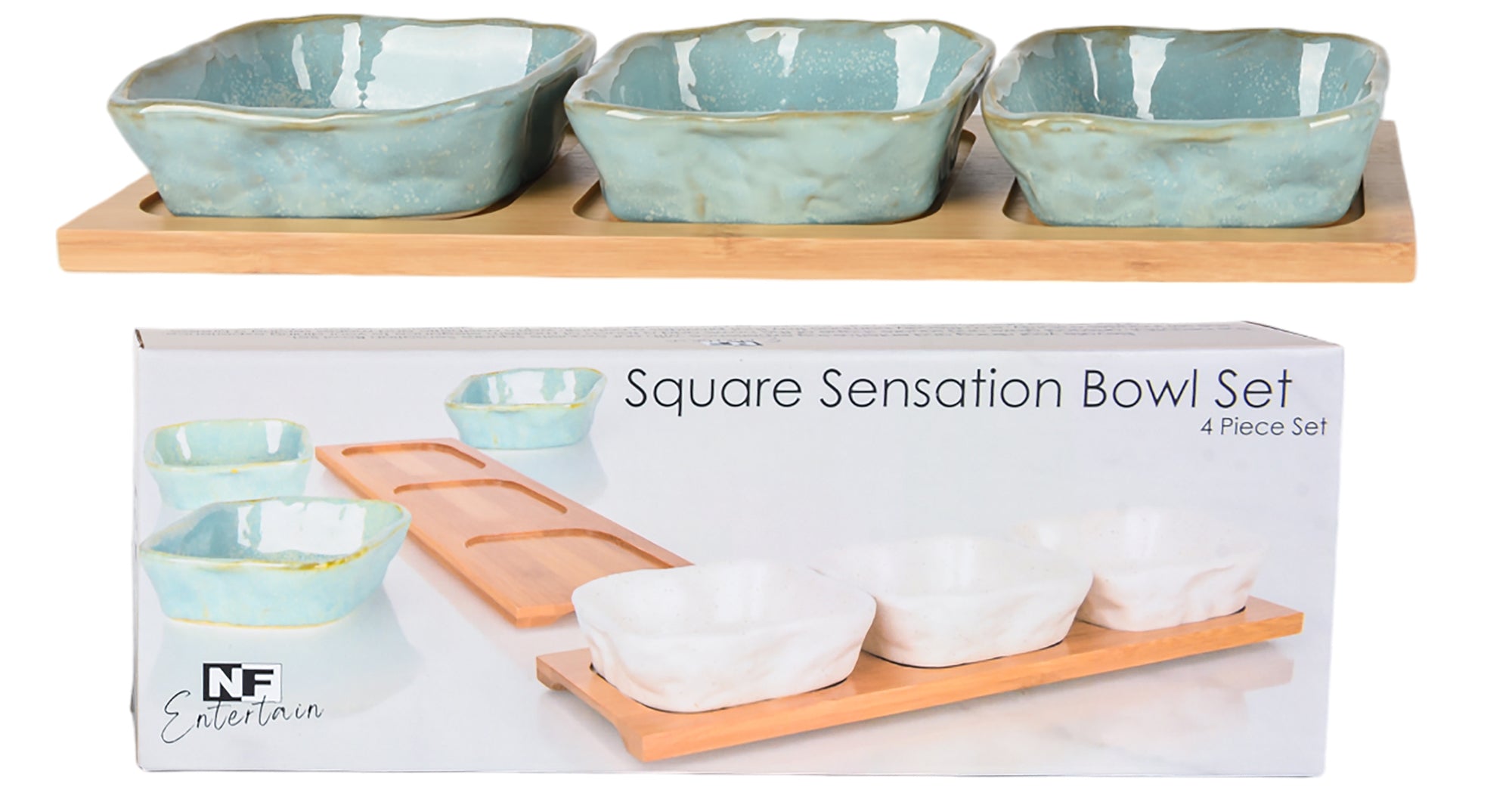 Cuzina Reactive Ceramic Square Bowls & Serving Tray