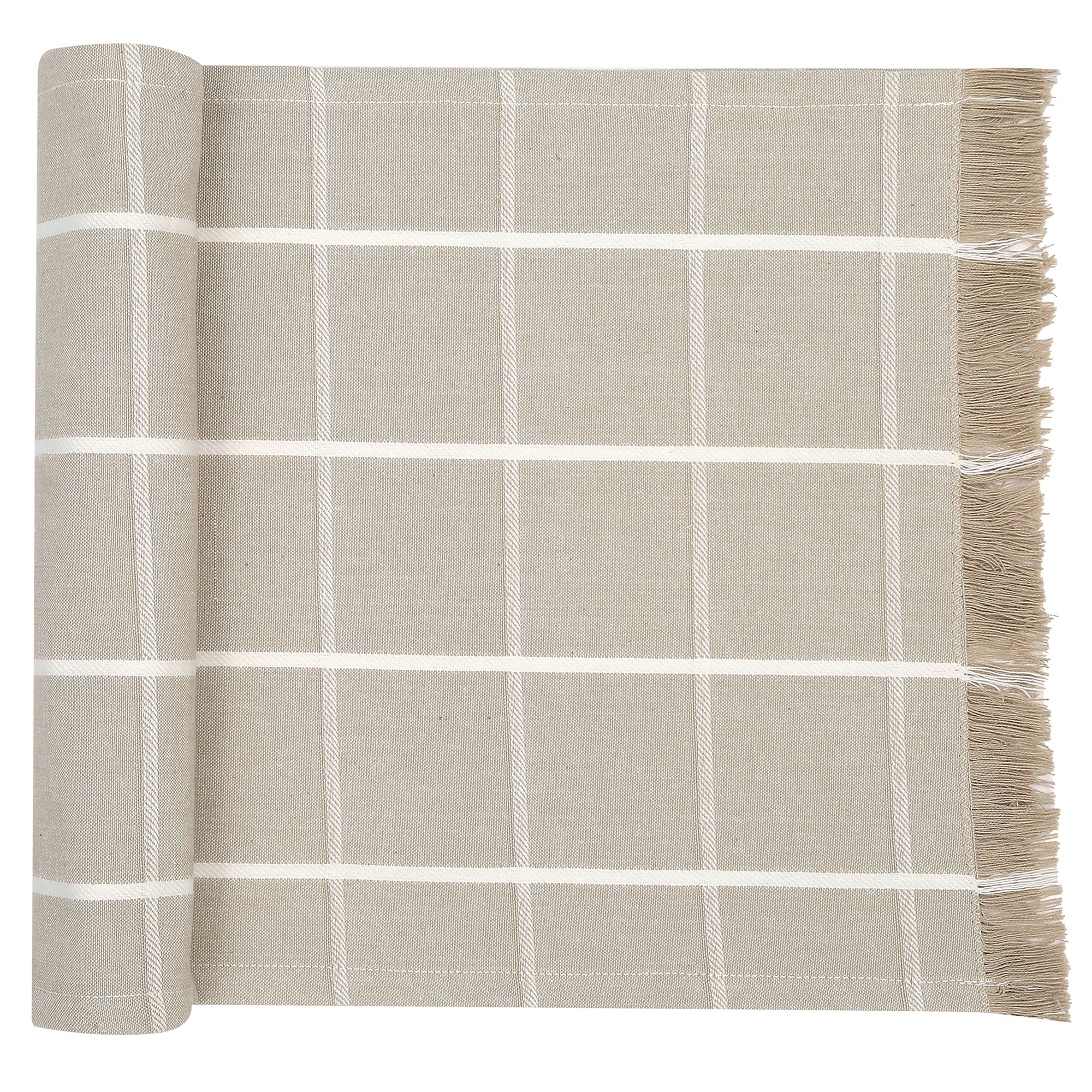 Taupe Checkered Table Runner - 35 x 180cm