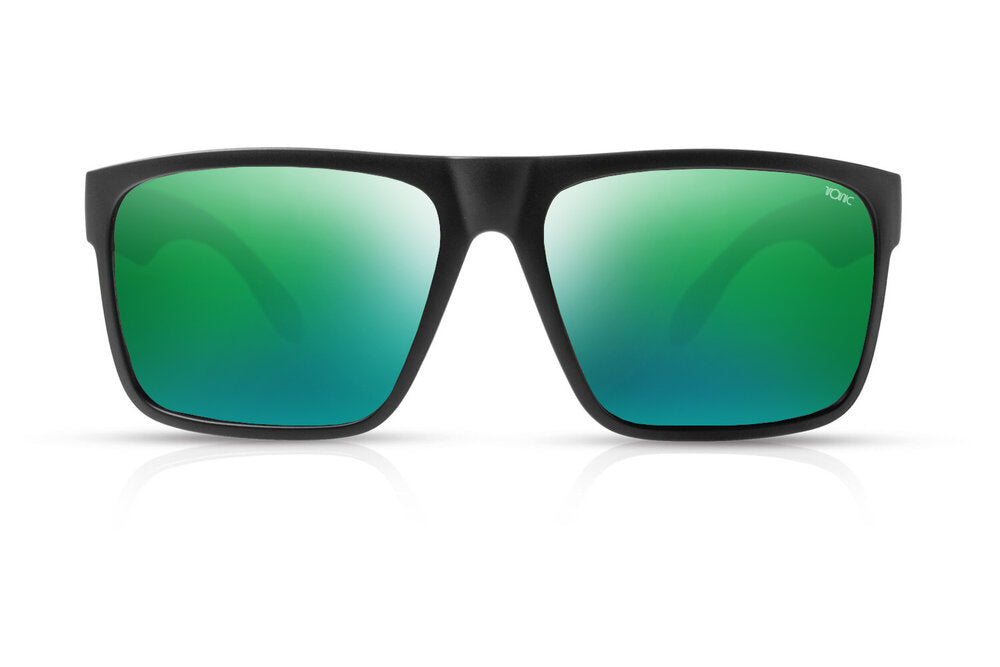 Tonic Outback Sunglasses - Matt Black - Mirror Green Lens