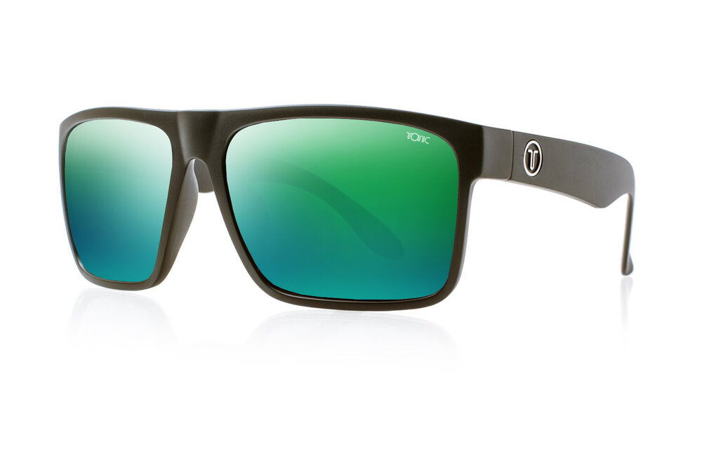 Tonic Outback Sunglasses - Matt Black - Mirror Green Lens