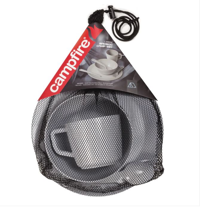 Campfire Bamboo Resin Dinnerware Kit - Grey