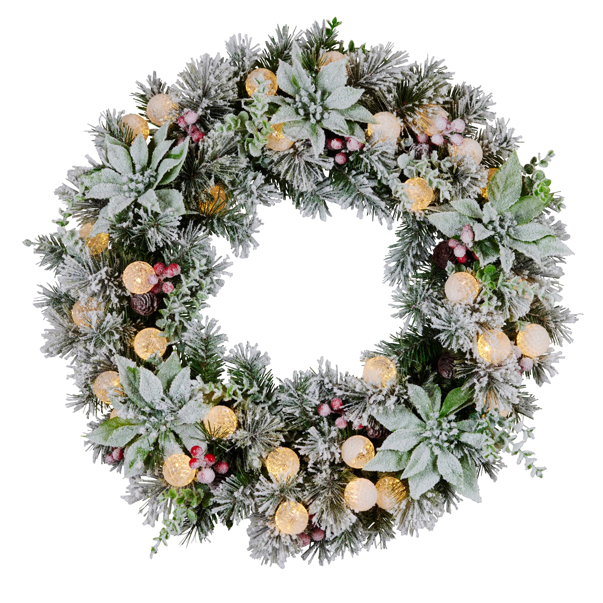 Wreath With Light Snowy Crown Pine