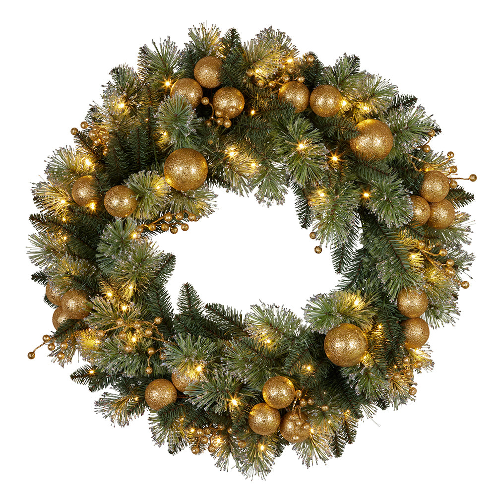 Wreath With Lights Gold Collection