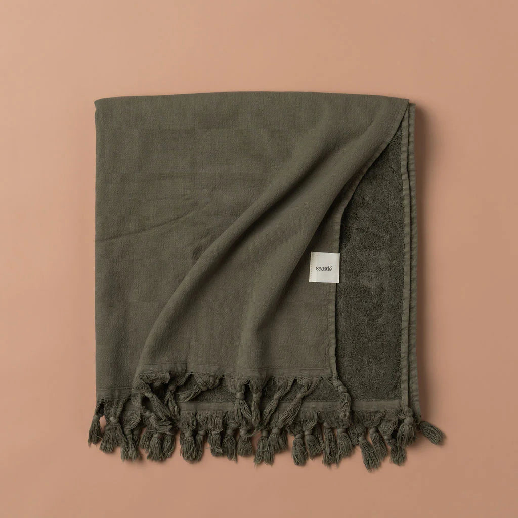 Saarde Vintage Wash Cotton Towel Olive