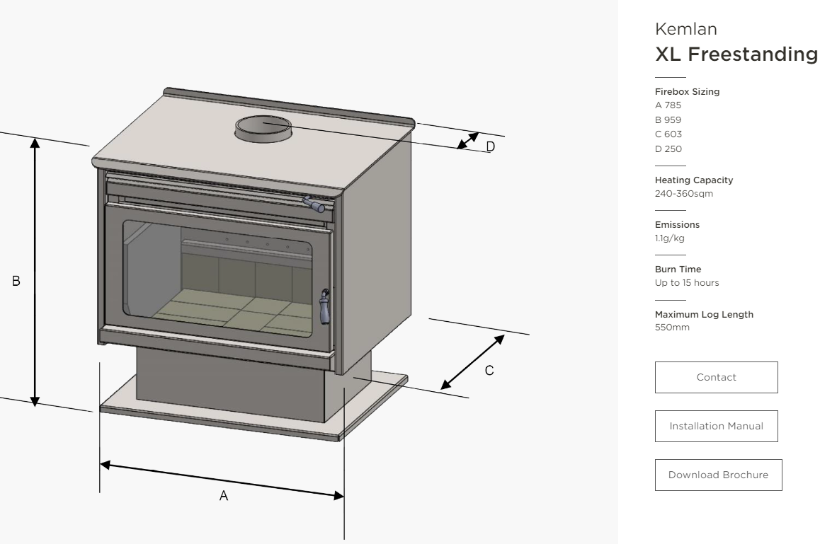 Kemlan XL Freestanding Wood Heater