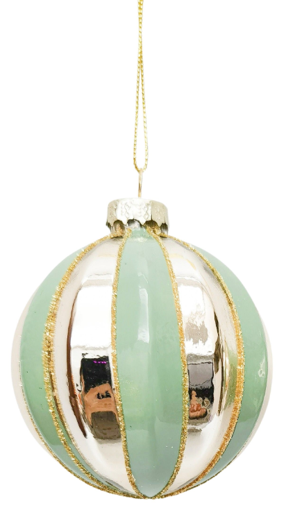 Stripe Glass Bauble Sage
