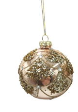 Glass Bauble Coral Gold Bead Round