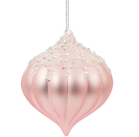 Glass Bauble Pink Frost Onion
