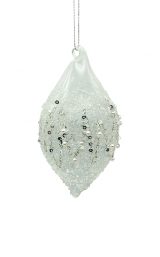 Glass Bauble White Pearls