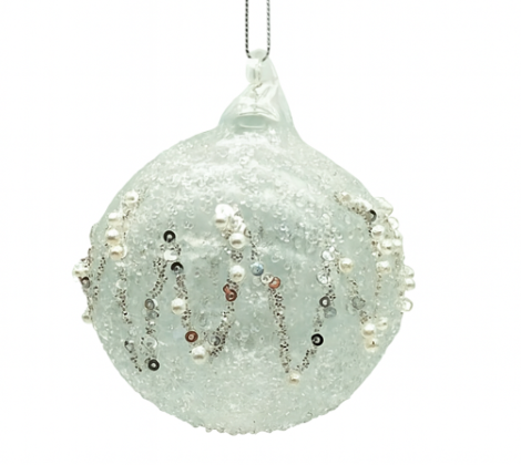 Glass Bauble Whith W/Pearls