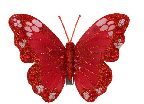 Feather Butterfly Red White