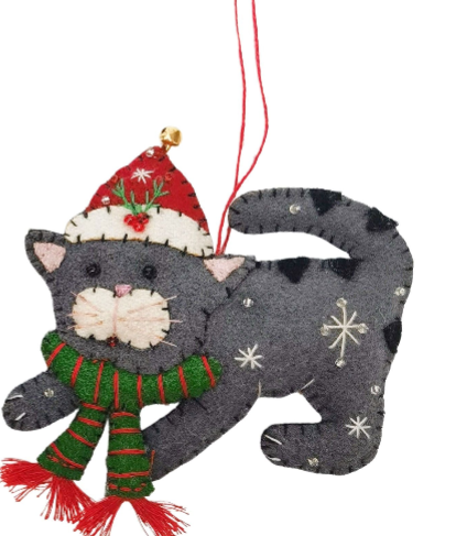 Playful Grey Cat Decoration