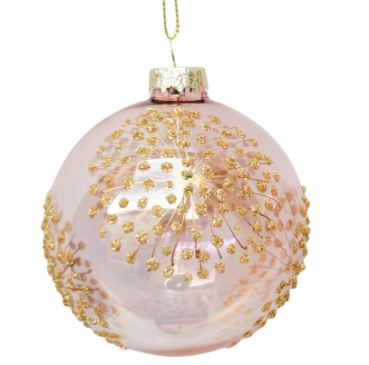 Dandelion Burst Glass Baubles Pink