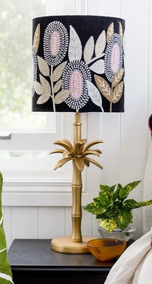 FBL Velvet Drum Shade Banksia Black Mult