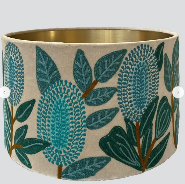 FBL Velvet Drum Shade Banksia TurquoiseL