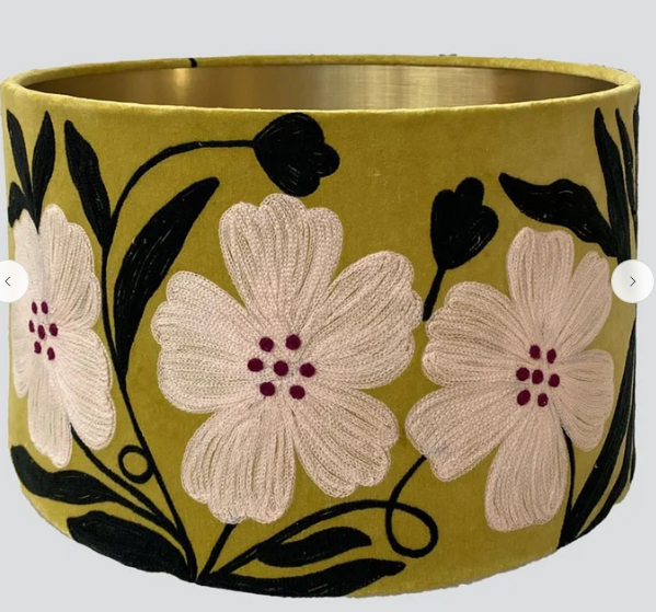 FBL Poppy Velvet Drum Shade Lime Multi