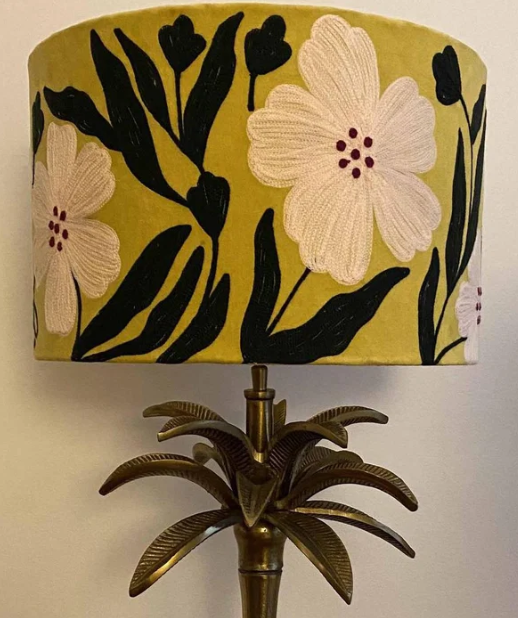 FBL Poppy Velvet Drum Shade Lime Multi