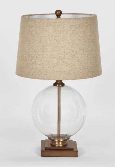 FBL Antique Brass & Glass Nat LinenShade