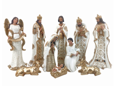 Resin Champagne Nativity Set 10