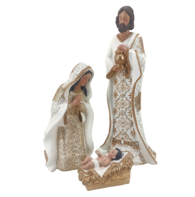 Resin Wht Chmpgne Holy Family Set3