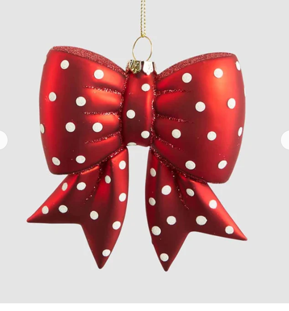 Spotty Bow Glass Tree Decoration