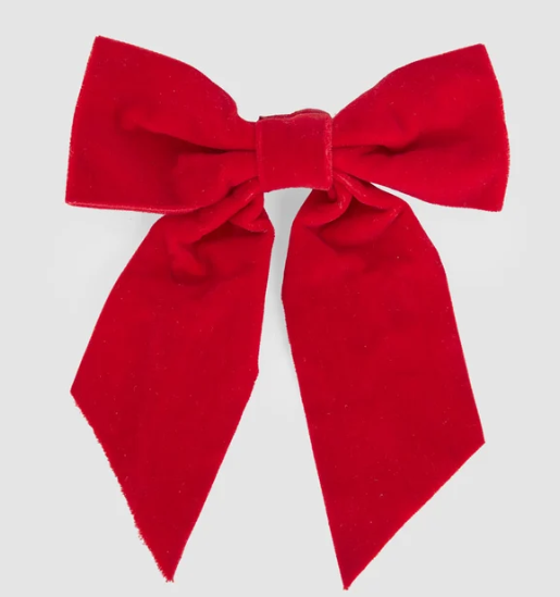 Velvet Clip on Bow Small Red