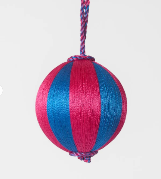 Silk Stripe Bauble Small Pink & Blue
