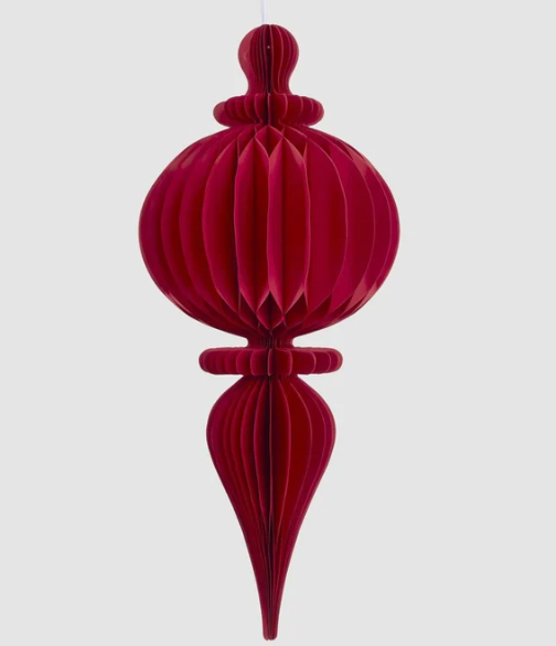 Paper Bulb Finial Decoration Red