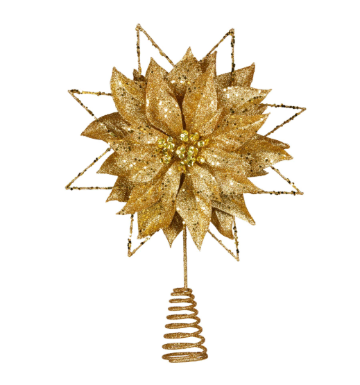 Swish Tree Topper Gold Poinsettia 35cm