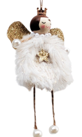 White Fluffy Glitter Angel Hanging