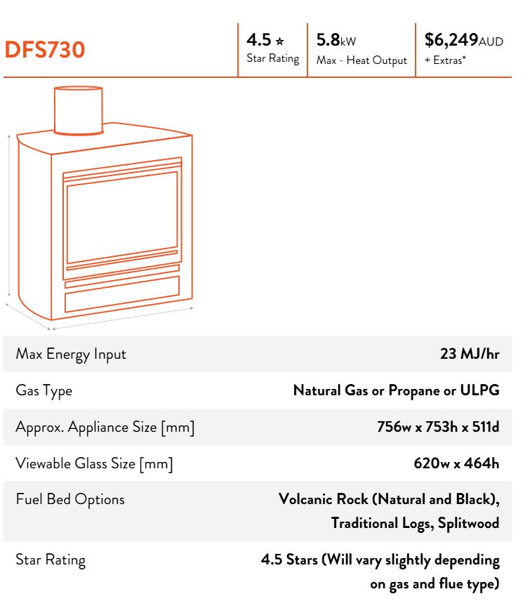 Escea DFS Range - Freestanding Gas Insert Fireplace