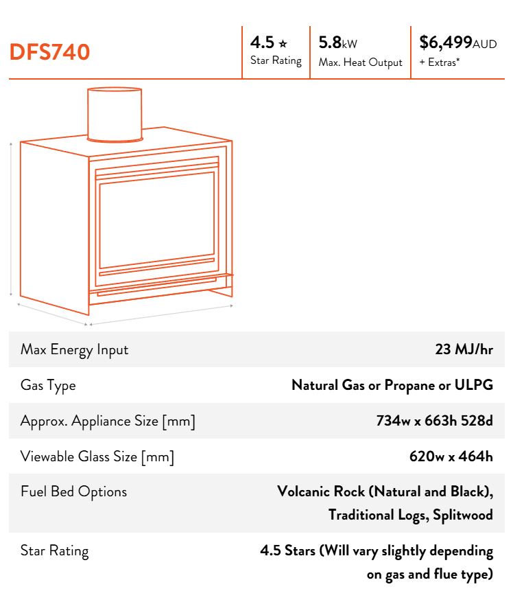 Escea DFS Range - Freestanding Gas Insert Fireplace