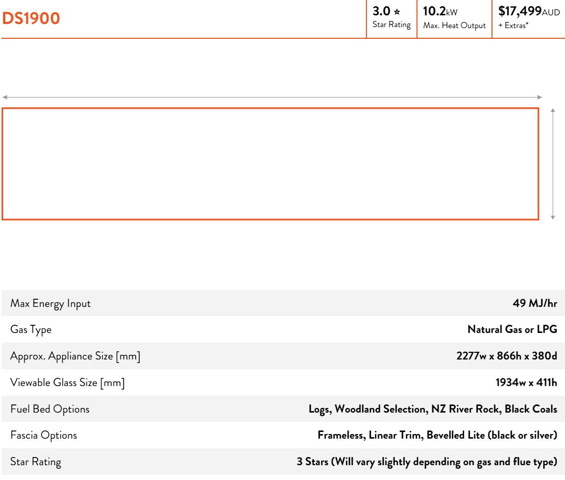 Escea DS Single Sided Range - Frameless Gas Insert Fireplace