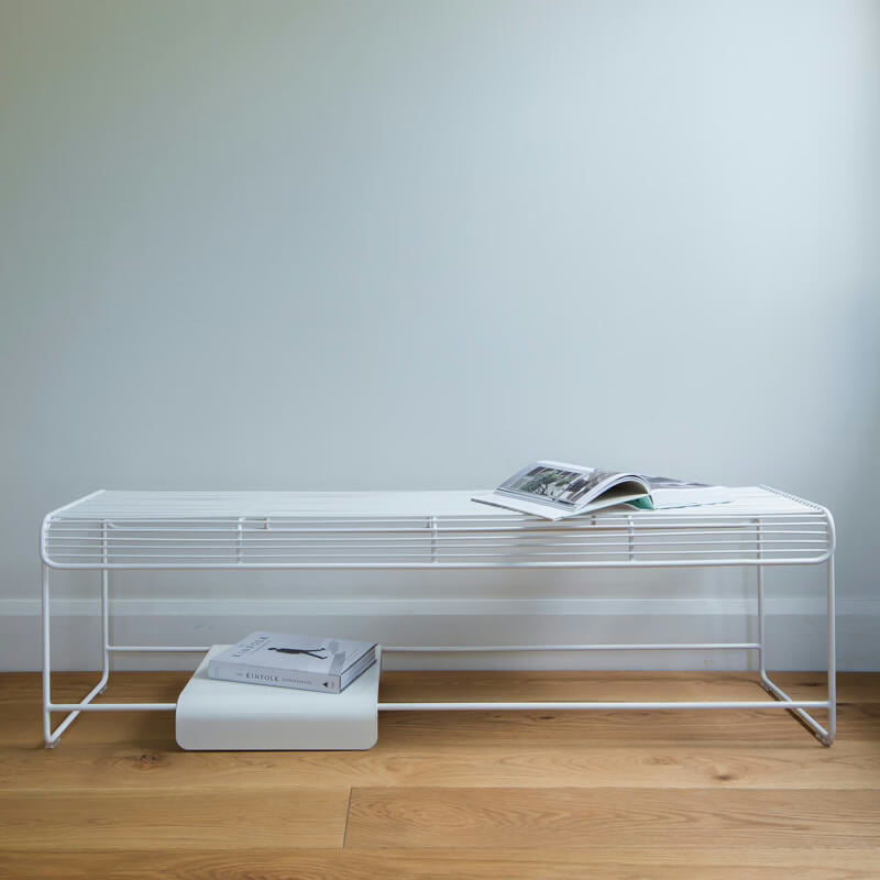 Benmore Bench Seat/Stainless Steel - White