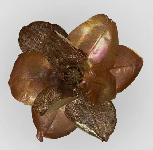 Clip On Magnolia Flower Old Gold