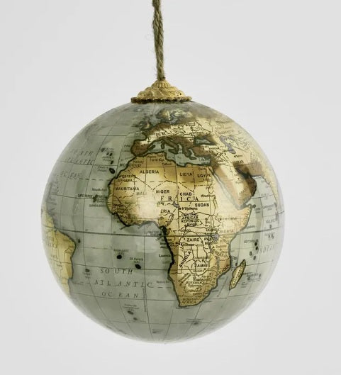 Light Blue Hanging Globe Ornament